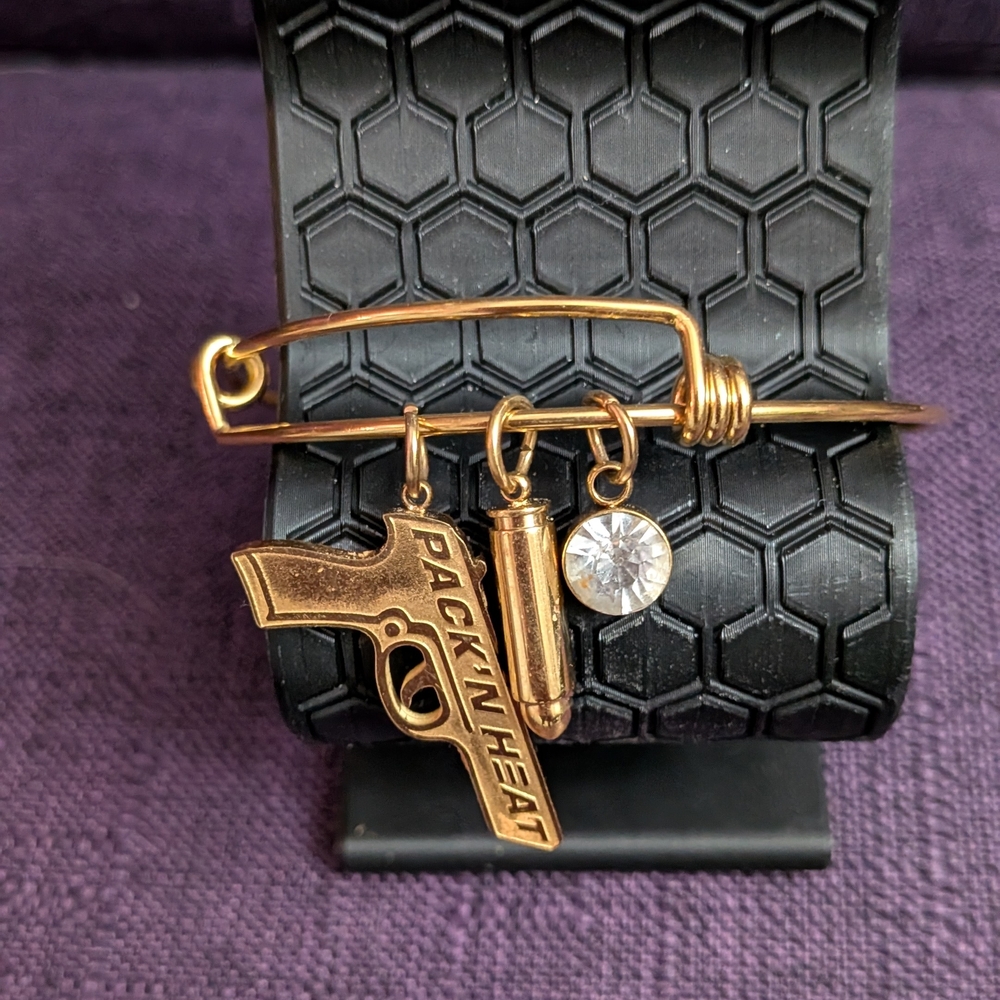 Packing Heat Gun Charm Bangle Bracelet